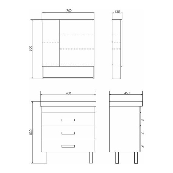 Зеркало-шкаф Comforty Никосия 70 см, дуб белый фото 6
