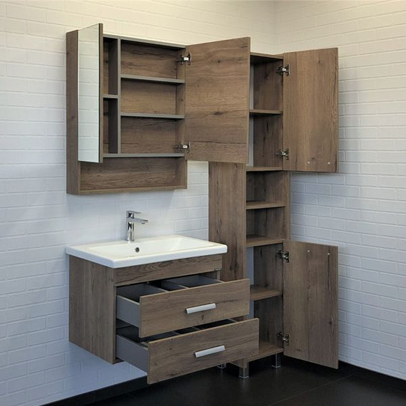 Зеркало-шкаф Comforty Никосия 70 см, дуб тёмный фото 5