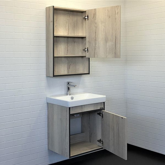 Зеркало-шкаф Comforty Вена 55 см, дуб дымчатый фото 4