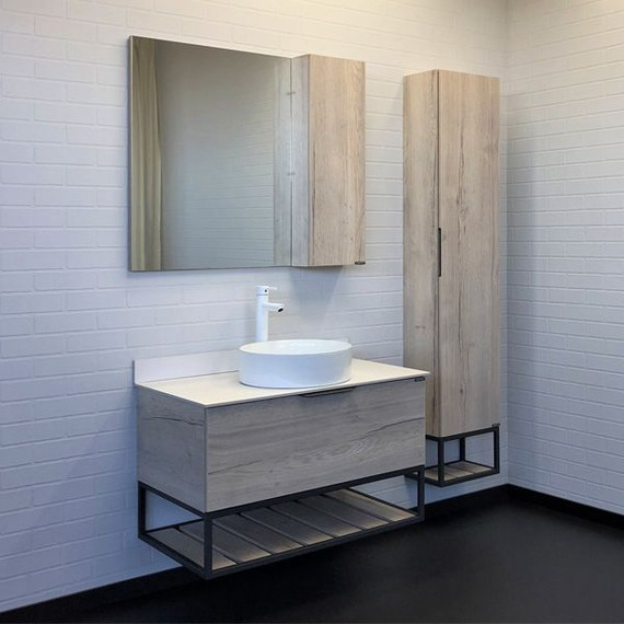 Зеркало-шкаф Comforty Порто 90 см, дуб дымчатый фото 3