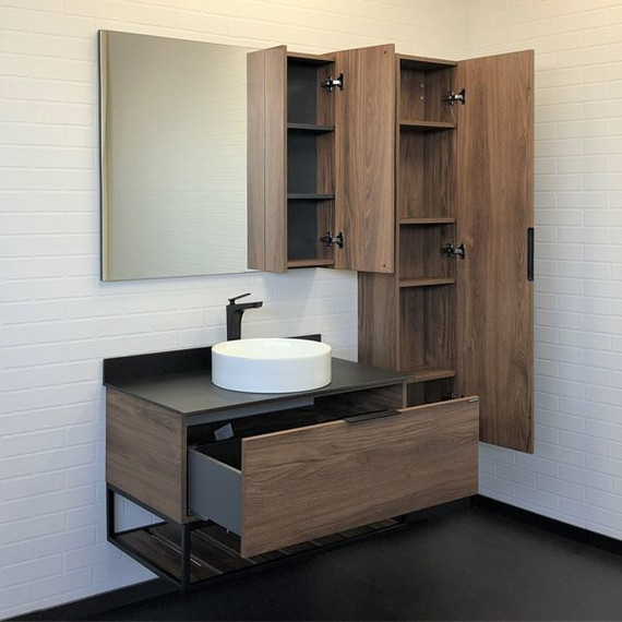 Пенал подвесной Comforty Порто 35 см, дуб тёмно-коричневый - 4 Пенал подвесной Comforty Порто 35 см, дуб тёмно-коричневый фото 4