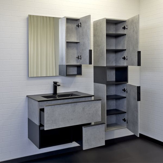 Зеркало-шкаф Comforty Франкфурт 75 см, бетон светлый фото 5