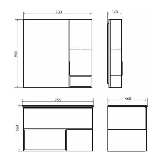 Зеркало-шкаф Comforty Франкфурт 75 см, бетон светлый фото 7