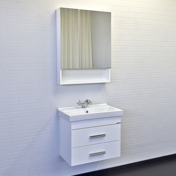 Зеркало-шкаф Comforty Никосия 60 см, белый глянцевый фото 2