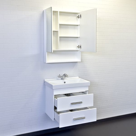 Зеркало-шкаф Comforty Никосия 60 см, белый глянцевый фото 3