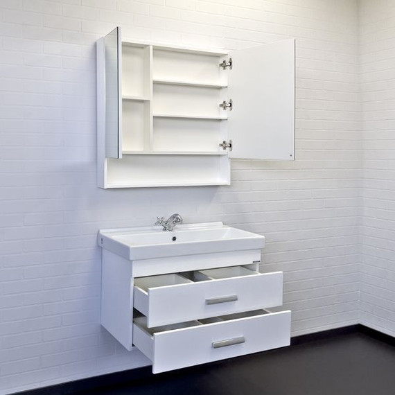 Зеркало-шкаф Comforty Никосия 80 см, белый глянцевый фото 3