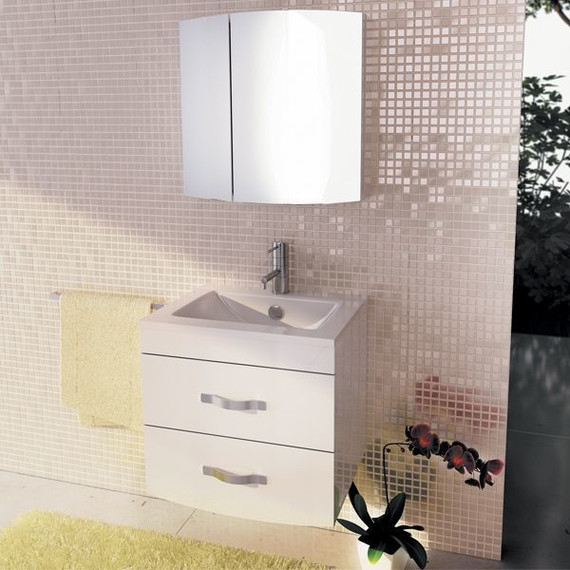 Зеркало-шкаф Comforty Лаура 60-2 см, белый глянцевый фото 2