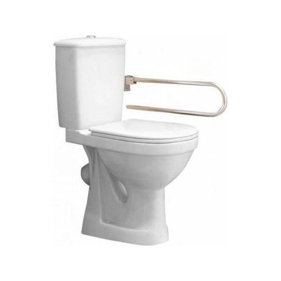 Унитаз-компакт Оскольская керамика Персона Комфорт (косой выпуск) с полипропиленовой крышкой 42301120006 для людей с ограниченными возможностями фото 2