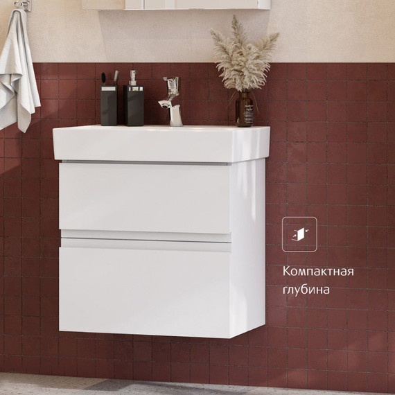 Тумба подвесная с раковиной Roca Oleta 60 см A857639806, белый глянцевый фото 7