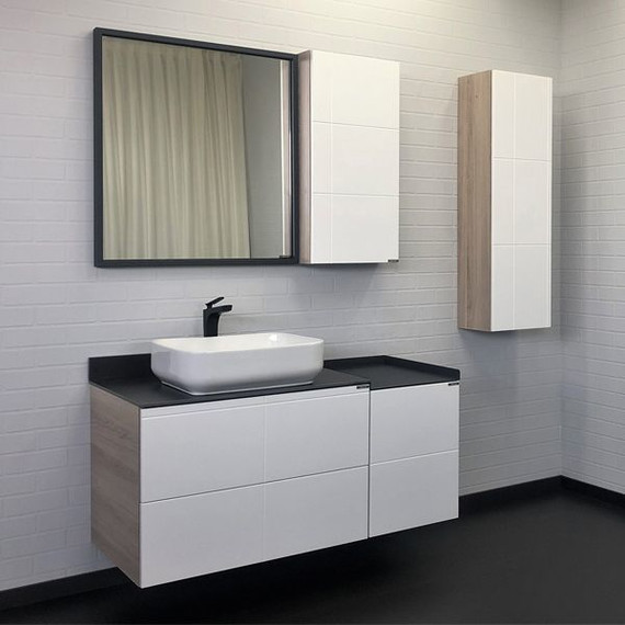 Пенал подвесной Comforty Таллин 40 см, белый матовый/дуб натуральный - 3 Пенал подвесной Comforty Таллин 40 см, белый матовый/дуб натуральный фото 3