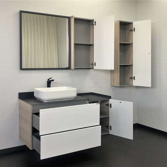 Пенал подвесной Comforty Таллин 40 см, белый матовый/дуб натуральный - 4 Пенал подвесной Comforty Таллин 40 см, белый матовый/дуб натуральный фото 4