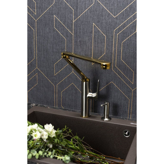 Смеситель для кухни Omoikiri Tara-LG-GM 4994396, светлое золото/вороненая сталь фото 2