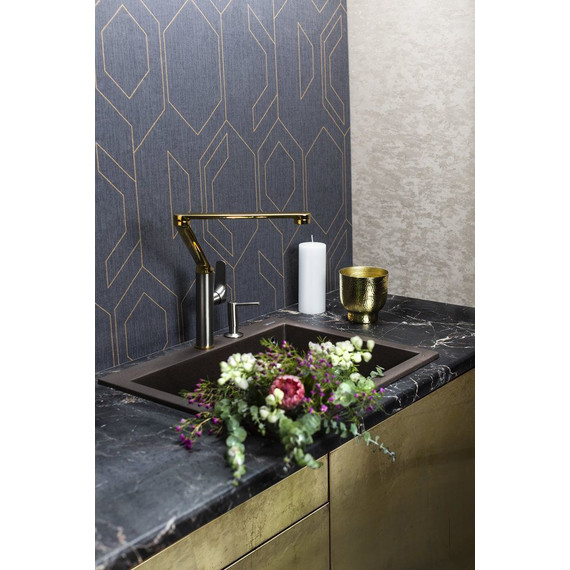 Смеситель для кухни Omoikiri Tara-LG-GM 4994396, светлое золото/вороненая сталь фото 3