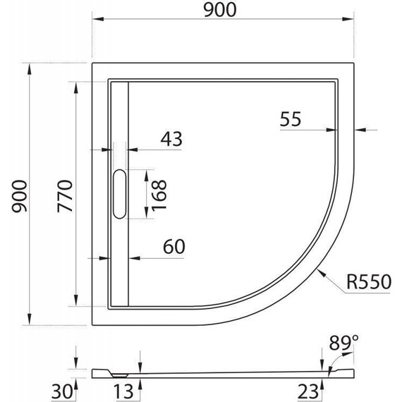 Мраморный поддон Cezares TRAY-AS-R-90-30-W 90х90 см фото 3