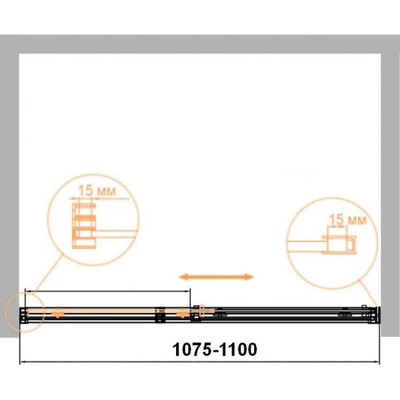 Душевая дверь Cezares Duet Soft M-BF-1 110 см (стекло 8 мм), хром/прозрачное фото 2