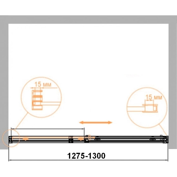 Душевая дверь Cezares Duet Soft M-BF-1 130 см (стекло 8 мм), хром/прозрачное фото 2