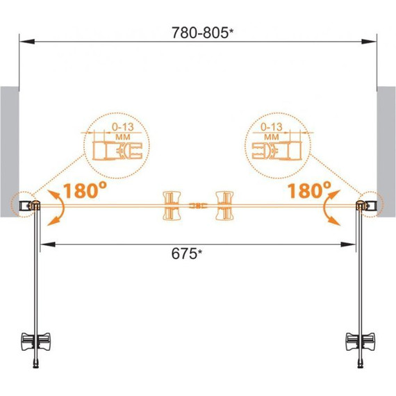 Душевая дверь Cezares Eco O-B-2 80 см, хром/матовое фото 5