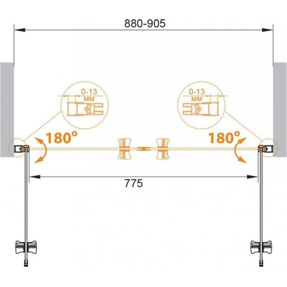 Душевая дверь Cezares Eco O-B-2 90 см, хром/матовое - 5 Душевая дверь Cezares Eco O-B-2 90 см, хром/матовое фото 5
