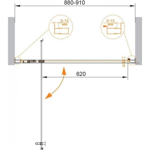 Душевая дверь Cezares Eco O-BA-1 90 см, хром/прозрачное - 4 Душевая дверь Cezares Eco O-BA-1 90 см, хром/прозрачное фото 4
