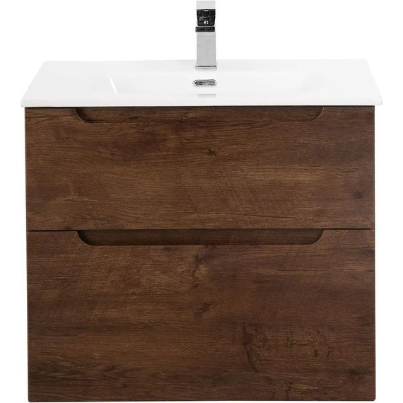 Тумба подвесная с раковиной BelBagno ETNA-H60-1000-2C-SO-RW-P 100 см, Rovere Moro, Цвет фасада: Rovere Moro фото 