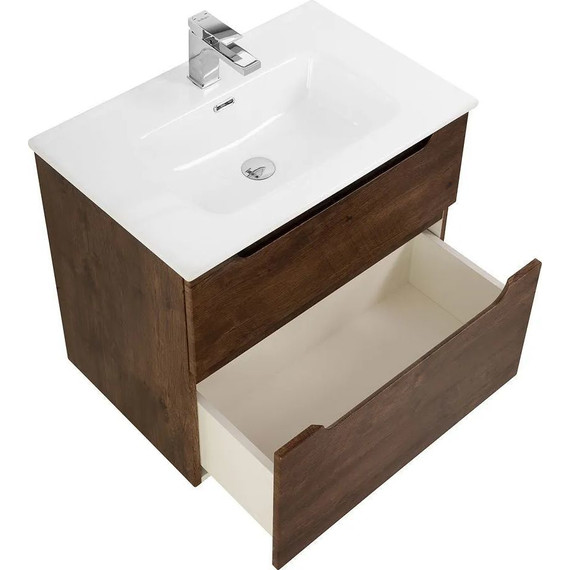 Тумба подвесная с раковиной BelBagno ETNA-H60-1000-2C-SO-RW-P 100 см, Rovere Moro, Цвет фасада: Rovere Moro фото 2