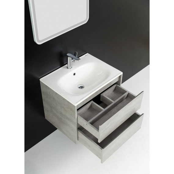 Тумба подвесная с раковиной BelBagno KRAFT-600-2C-SO-CG 60 см, Cemento Grigio, Цвет фасада: Cemento Grigio фото 3