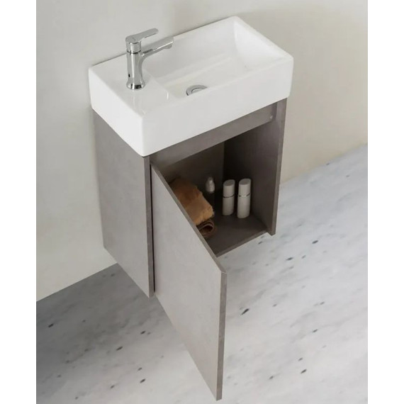 Тумба подвесная с раковиной BelBagno KRAFT MINI-500/260-1A-SO-CG-L 50 см, Cemento Grigio фото 