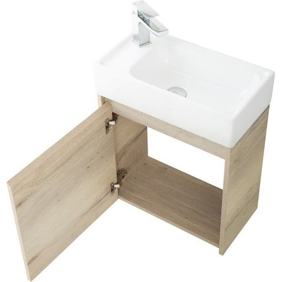 Тумба подвесная с раковиной BelBagno KRAFT MINI-500/260-1A-SO-RGB-L 50 см, Rovere Galifax Bianco фото 2