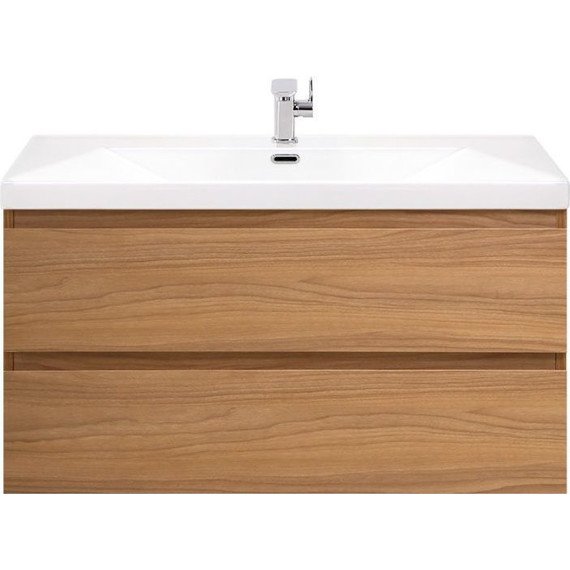 Тумба подвесная с раковиной Cezares MOLVENO-80-2C-SO-NC 80 см, Noce Chiaro фото 