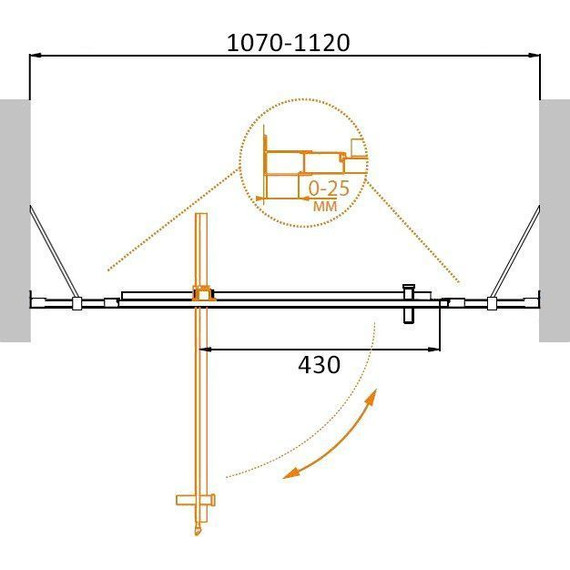 Душевая дверь Cezares Molveno BA-12 110 см, хром/прозрачное - 2 Душевая дверь Cezares Molveno BA-12 110 см, хром/прозрачное фото 2