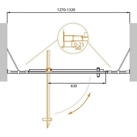 Душевая дверь Cezares Molveno BA-12 130 см (90+40), хром/прозрачное - 2 Душевая дверь Cezares Molveno BA-12 130 см (90+40), хром/прозрачное фото 2