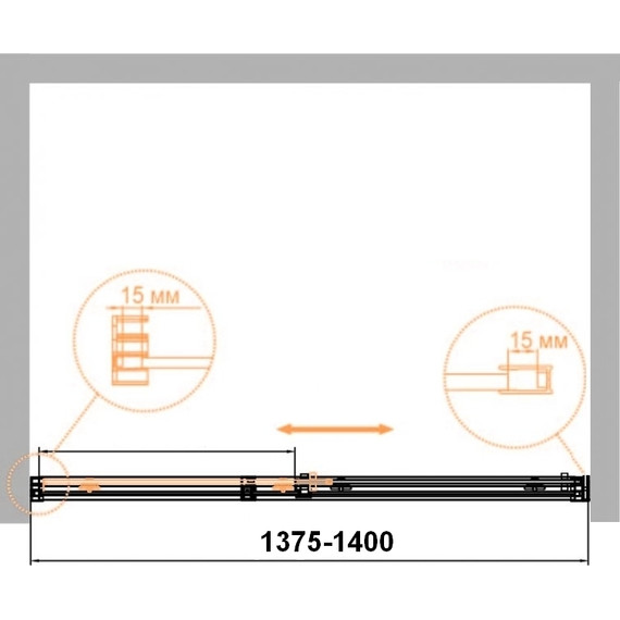 Душевая дверь Cezares Duet Soft M-BF-1 140 см (стекло 8 мм), хром/прозрачное фото 2
