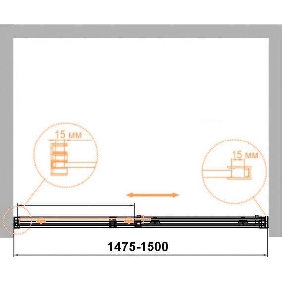 Душевая дверь Cezares Duet Soft M-BF-1 150 см (стекло 8 мм), хром/прозрачное фото 2