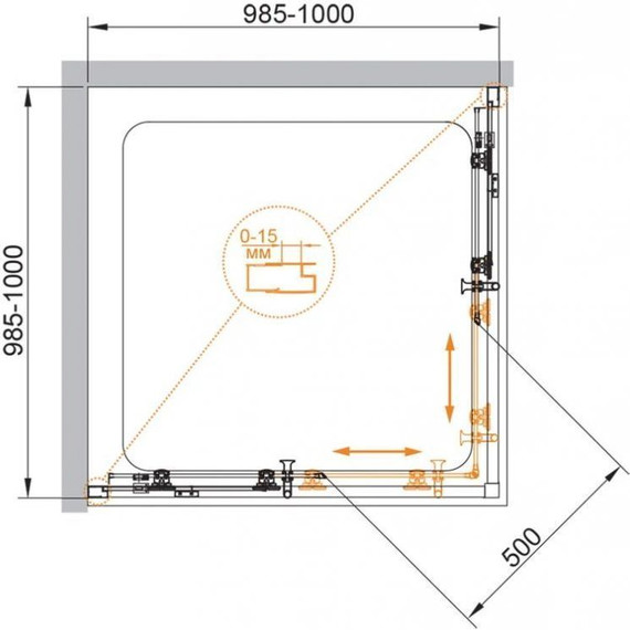 Душевое ограждение Cezares 100х100 см ECO-O-A-2-100-C-Cr, хром/прозрачное фото 4