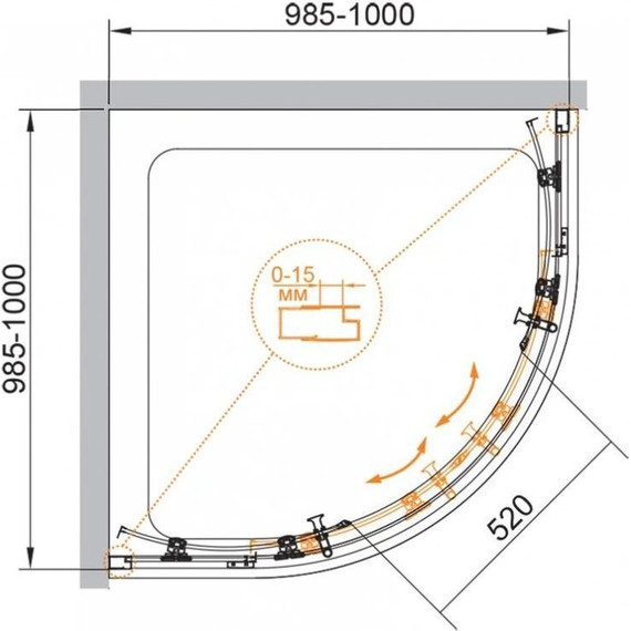 Душевое ограждение Cezares Eco O-R-2 100х100 см, черный/прозрачное фото 2