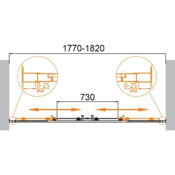 Душевая дверь Cezares Molveno BF-2 180 см, хром/матовое - 6 Душевая дверь Cezares Molveno BF-2 180 см, хром/матовое фото 6