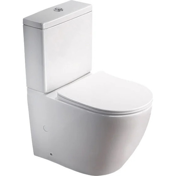 Унитаз-компакт безободковый SantiLine SL-5016 с крышкой микролифт, Цвет производителя: белый фото 