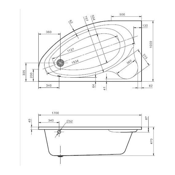 Ванна акриловая Santek Эдера 170x100 см L 1.WH50.1.662, Размер - мм: 1700х1000 фото 4