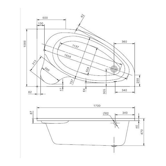 Ванна акриловая Santek Эдера 170x100 см R 1.WH50.1.663 фото 4