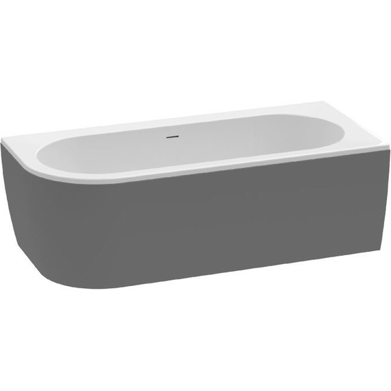 Ванна акриловая Cezares Slim Corner 179x79 см Slim Corner-180-80-60-R-NERO-SET, белый/черный матовый фото 