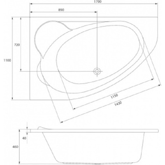 Ванна акриловая Cersanit Kaliope L 170x110 см, Размер - мм: 1700х1100 фото 10