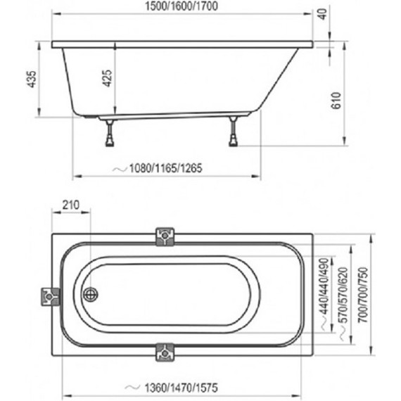 Ванна акриловая Ravak Chrome 150x70 см C721000000, Размер - мм: 1500х700 - 8 Ванна акриловая Ravak Chrome 150x70 см C721000000, Размер - мм: 1500х700 фото 8