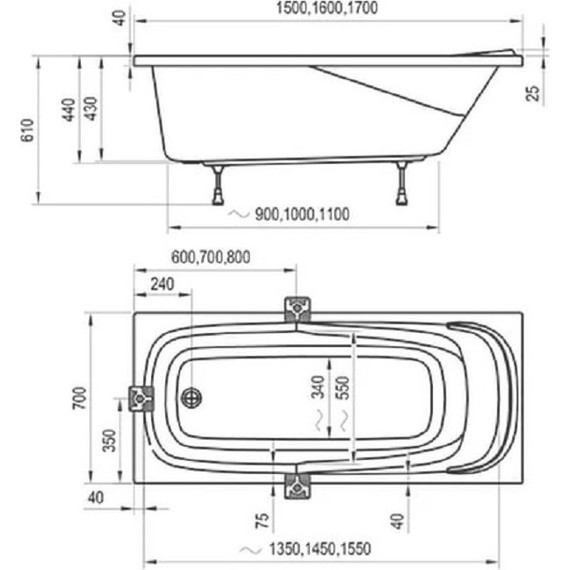 Ванна акриловая Ravak Vanda II 150х70 см CO11000000, Размер - мм: 1500х700 - 8 Ванна акриловая Ravak Vanda II 150х70 см CO11000000, Размер - мм: 1500х700 фото 8