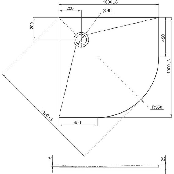 Мраморный поддон Jacob Delafon Tolbiac 100х100 см E6D330RU-NGM, черный матовый фото 2