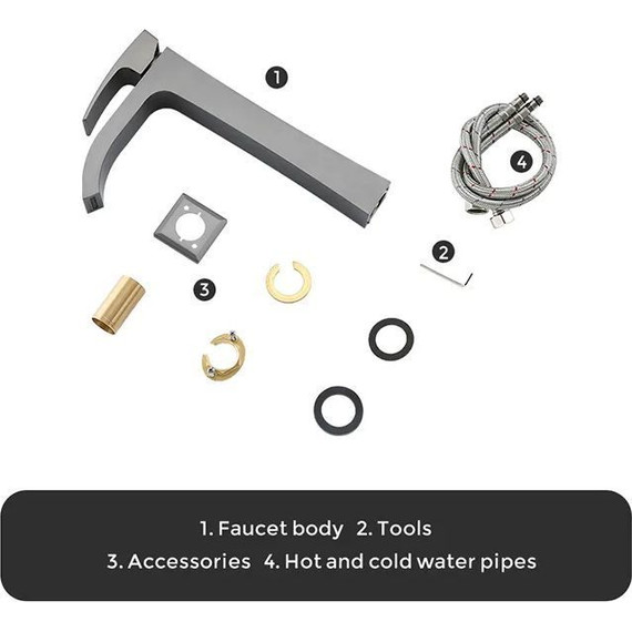 Смеситель для раковины высокий Gappo G1007-89, оружейная сталь фото 9