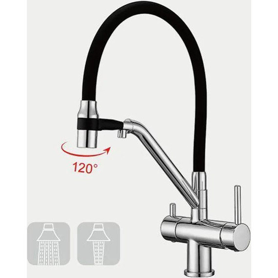 Смеситель для кухни Gappo G4398-80, черный/хром - 2 Смеситель для кухни Gappo G4398-80, черный/хром фото 2