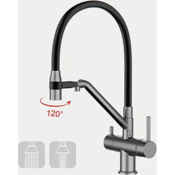 Смеситель для кухни Gappo G4398-89, оружейная сталь/чёрный - 2 Смеситель для кухни Gappo G4398-89, оружейная сталь/чёрный фото 2