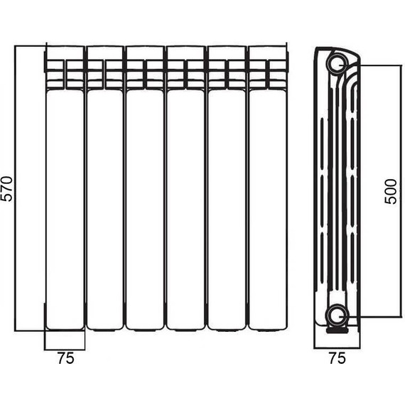 Радиатор Azario AL500/80/6 450х570 мм (6 секции) белый фото 3