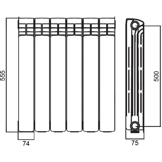 Радиатор Azario BM500/80/6 450х555 мм (6 секций) белый фото 4