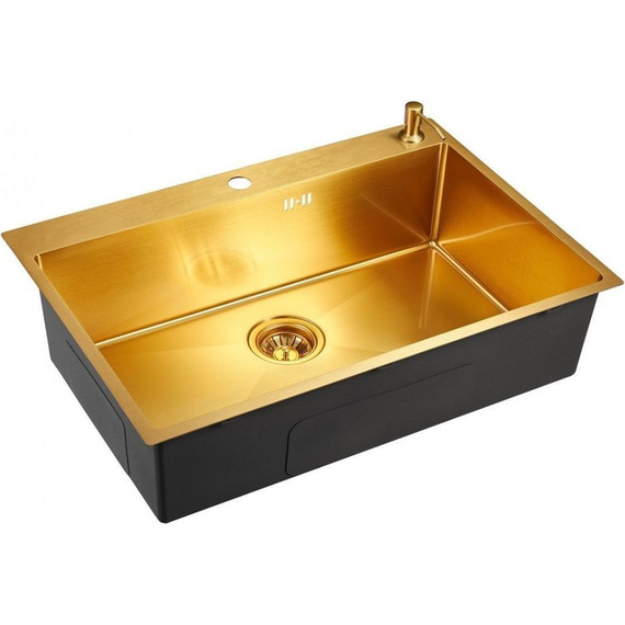 Кухонная мойка Emar EMB-125A PVD Nano Golden 1 мм, золото, Цвет производителя: золото фото 